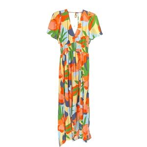 Abel the Label Women Beach Maxi Dress Smocked Waist Small Anthropologie Abstract